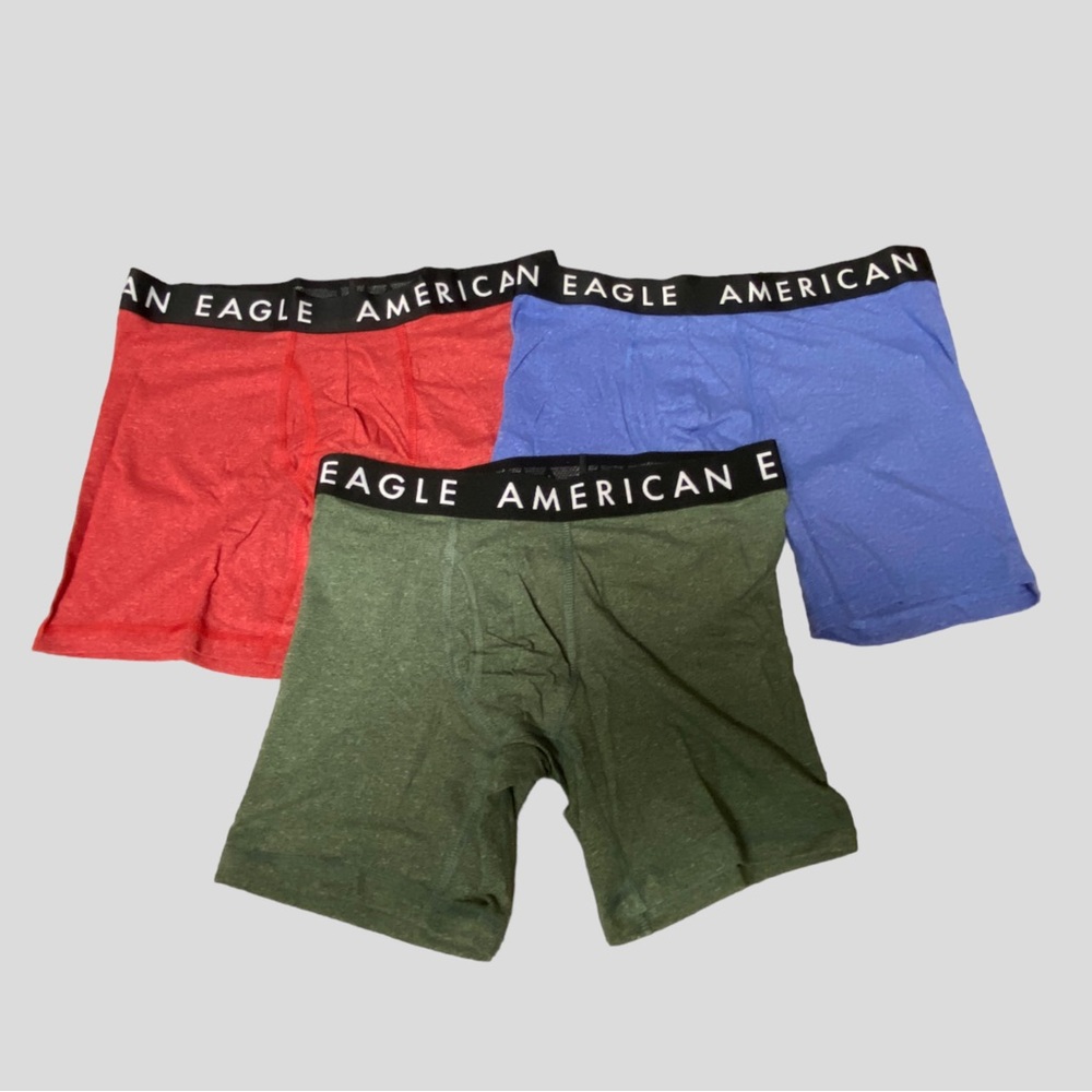 American Eagle Multi 3-Pack 6” Classic Boxer Briefs (Red,Green,Blue)